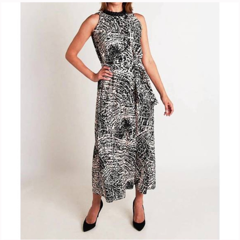 CK Bradley Grace maxi dress in black and cream abstract print L XL